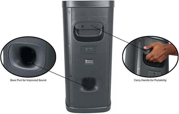 Rockville BASS PARTY 65 V2 Bluetooth Speaker, 1200W, Deep Bass, LED Lights, 6.5" Dual Woofers, 12hr Battery, Multi Input, Perfect for Parties, Karaoke