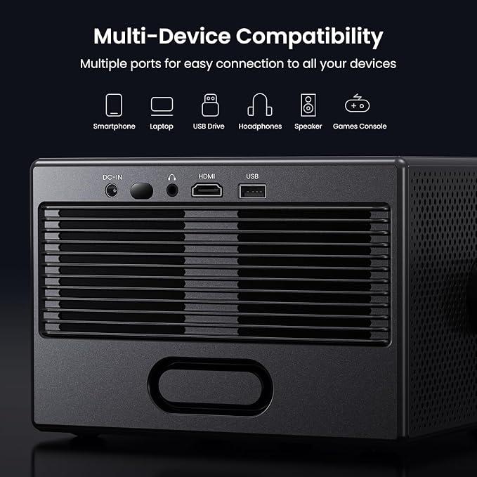 2000 ANSI Lumen Outdoor Projector Official Licensed Google TV Full HD 4K , Smart Projector with Wifi and Bluetooth, Auto Focus, Dolby Sound,Built-in Apps,HAPPRUN Home Theater for Phone/TV Stick/PC/PS5