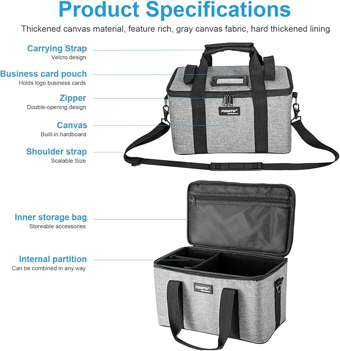 FOMITO AB-20B Foldable Camera Bag for DSLR/Gimbal/Drone 35x21x20cm Shockproof Case Foam Compartments & Carry Handle