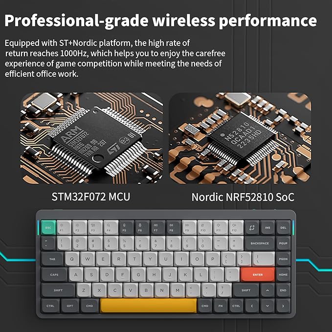 nuphy Air75 V2 Portable 75% Mechanical Keyboard,Wireless Keyboard,Supports Bluetooth/2.4G/USB-C RGB Gaming Keyboards,Compatible with Windows/Mac OS/Linux Systems Grey-Gateron Aloe Switch