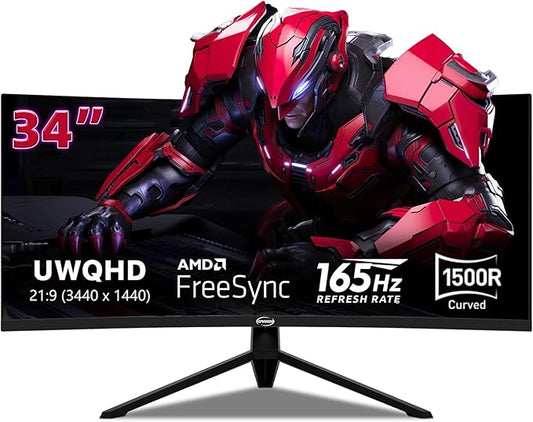 34 Inch Curved Gaming Monitor 4K, (3440x1440) 165Hz Ultrawide Computer Monitor, HDR, 1500R, 125% sRGB, DCI-P3 92%, HDMI/DP and Built-in Speaker Support Wall- Black
