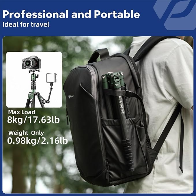 Fotopro 60inch Carbon Fiber Tripod Compact Camera Tripod with Ball Head Quick Release Plate Detachable Monopod Load up to 17.63lbs X-go E 2 Carbon Fiber Green