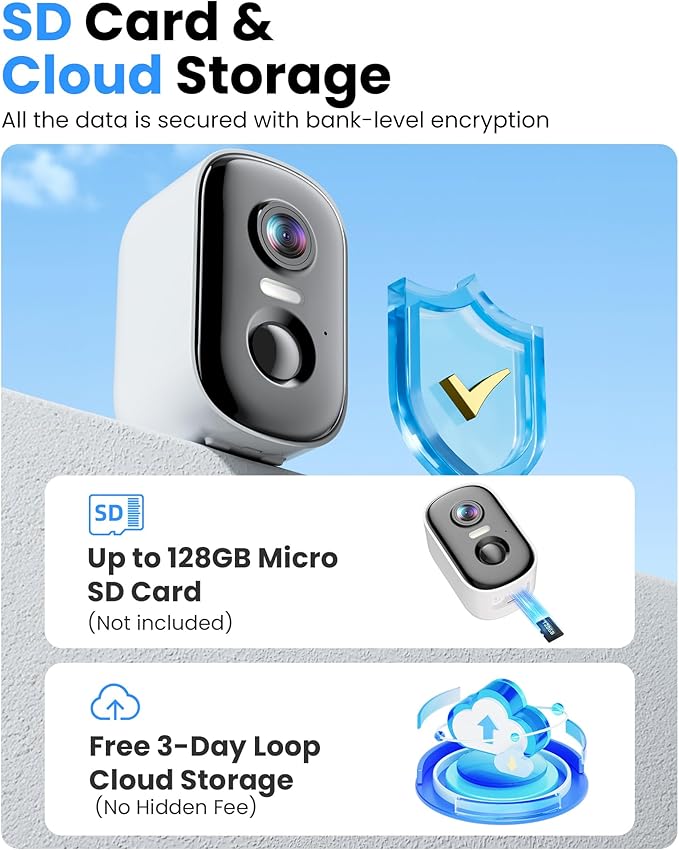 2K Security Cameras Wireless Outdoor, 2 Pack Battery Powered WiFi Cameras for Home Security with AI Motion Detection, Color Night Vision, Siren Alarm, 2-Way Talk, IP66 Waterproof, Cloud/SD Storage