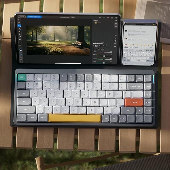 nuphy Air75 V2 Portable 75% Mechanical Keyboard,Wireless Keyboard,Supports Bluetooth/2.4G/USB-C RGB Gaming Keyboards,Compatible with Windows/Mac OS/Linux Systems Grey-Gateron Aloe Switch