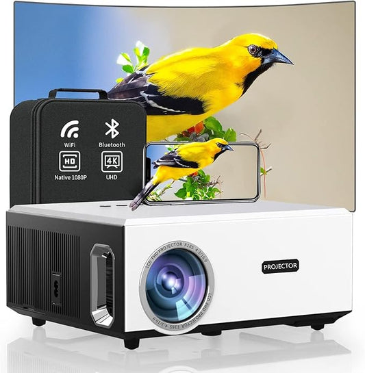 [ 2000 Ansi Auto Focus ] 4K Projector with Wifi and Bluetooth,Outdoor Movie Projector,500"Display,6D Keystone Correction,50% Zoom,PPT,Native 1080P Projector 4K Compatible w/ TV Stick,iOS,Android