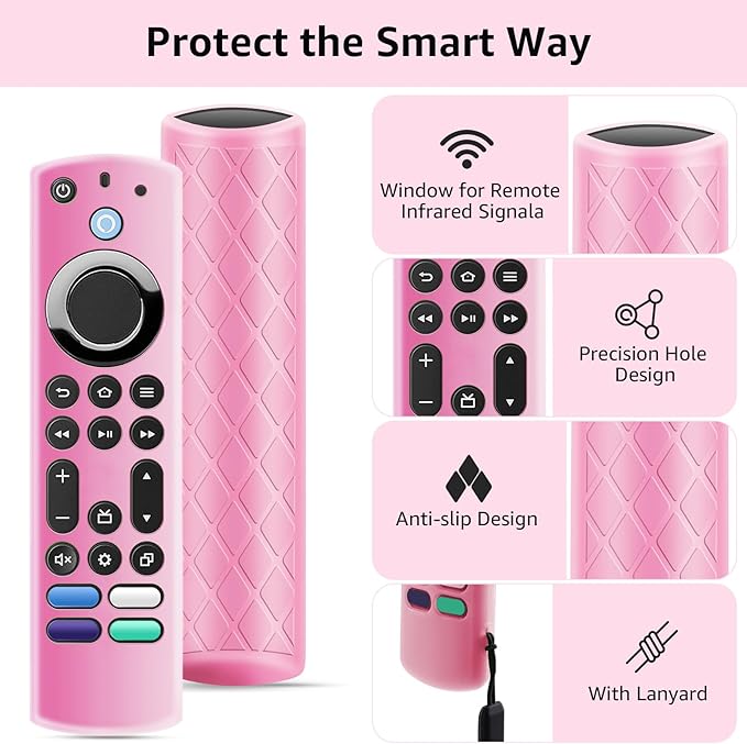 (2Pcs) OneBom Silicone Remote Case Glow in The Dark for Firetv 4K Max (2nd)/Insignia/Pioneer/Omni (QLED) Series with Lanyard, Lightweight Anti-Slip Shockproof(Glow Green&Glow Pink)