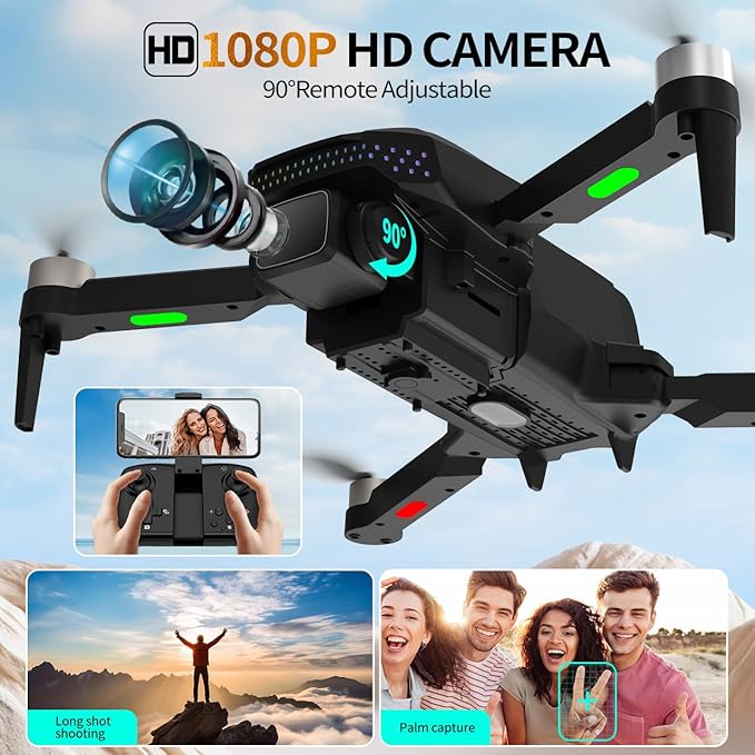 Drone with 1080P HD Camera, Brushless Motor FPV Foldable Quadcopter for Adults and Beginners, Up to 50 Mins Flight Time with 2 Batteries, 360° Flip, One Key Start, Altitude Hold, Carrying Case