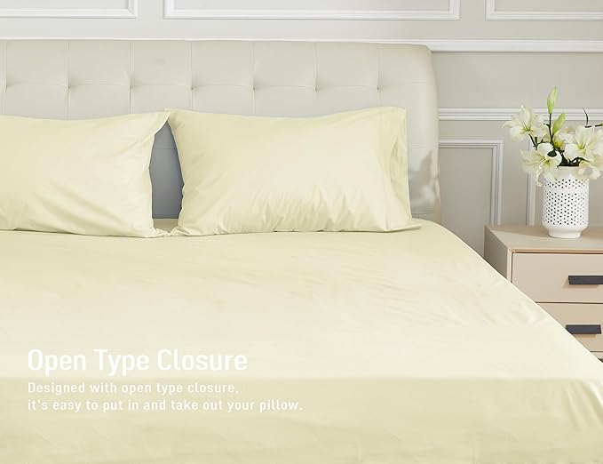 Sunflower King Pillowcases Set of 2, 100% Cotton King Pillow Cases 2, 20×40 inches Cream, Soft and Breathable