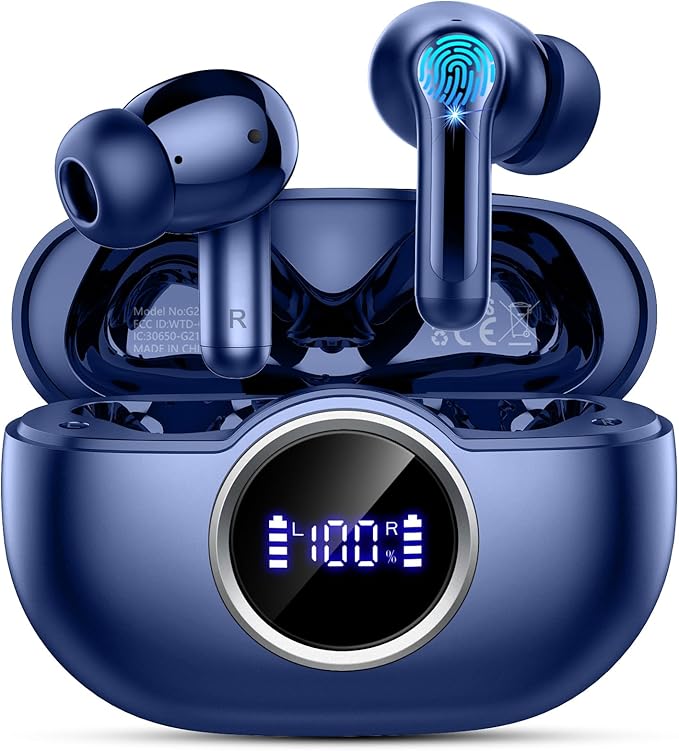 Wireless Earbuds, 2025 Bluetooth 5.4 Headphone 3D Stereo Bass Ear Bud, 4 ENC Noise Cancelling Mic, 40+Hrs USB-C in-Ear Earphone, IP-X7 Waterproof Headset Sport Workout Gym for Laptop Pad Android iOS