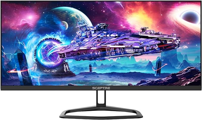 Sceptre 30-inch IPS Monitor 21:9 DisplayPort x2 up to 210Hz 1ms Ultra Wide/Slim Build-in Speakers, Machine Black 2024 (E305B-FU200T)