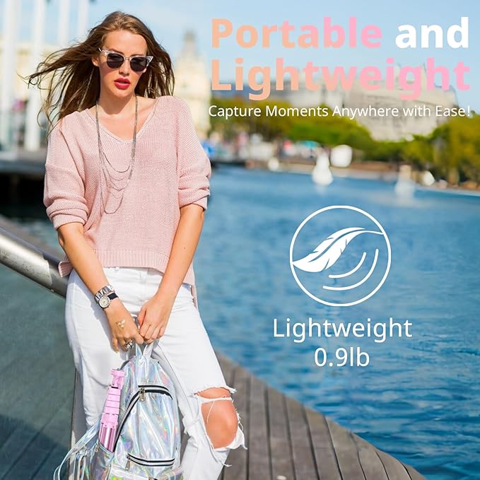 UBeesize 88’’ Flexible Phone Tripod with 14.95’’ Gooseneck, Remote and Phone Holder, Overhead Cell Phone Stand＆Selfie Stick for Video Recording, Compatible with iPhone Android Phone, Camera Pink