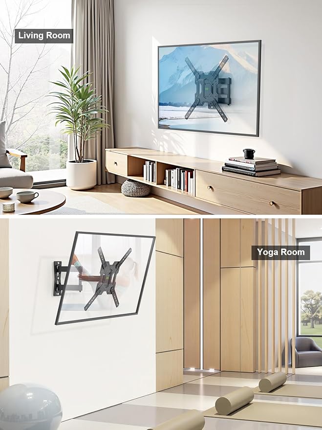 USX MOUNT UL Listed Full Motion TV Mount, Swivel Articulating Tilt TV Wall Mount for 26-65 Inch LED, 4K, Wall Mount Bracket with VESA 400x400mm Up to 77lbs, Perfect Center Design -XMM006-1