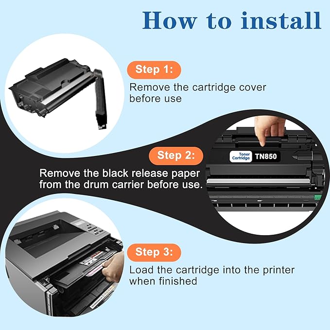 TN850 2-Pack High Yield Toner Cartridge Compatible for Brother TN850 TN-850 Toner Cartridges for Brother HL-L6200dw HL-L5200dw MFC-L5850dw MFC-L5700dw MFC-L5900dw MFC-L6800dw Printer Black Ink
