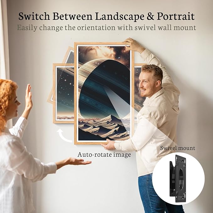 BSIMB 32 Inch Large Digital Picture Frame, Touchscreen 64GB 1920x1080 WiFi Photo Frame Electronic Display Remote Control, Share Pictures/Videos via Free App/USB/SD Easy Setup Gifts for Mom, Light Wood