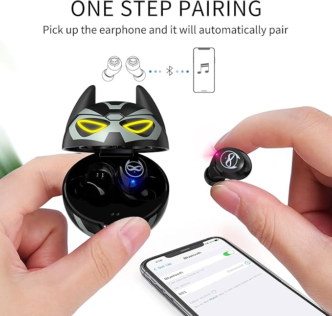 Earbuds for Kids Cute Design in-Ear Wireless Earphones for Kids Boys Adult Bluetooth 5.0 Waterproof Sport Stereo Headphones with Mic for iPhone/Android
