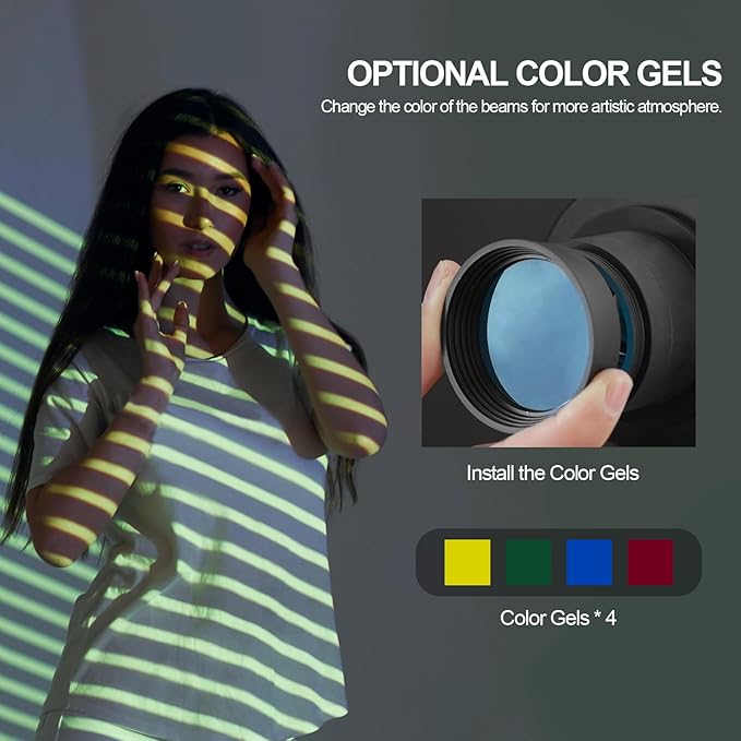 WELLMAKING Optical Snoot Conical Spotlight Attachment Kit, Adjustable Focus,with 80W Bi-Color COB LED Continuou Output Lighting, 9×Gobos, GOBO Holder and Geometry Effect Modifier for Studio and Video