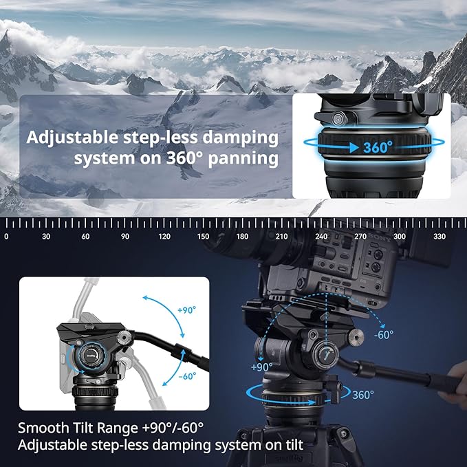 SmallRig AD-120 FreeBlazer Counterbalance Carbon Fiber Video Tripod Kit, 77" Video Tripod with 6-Step Counterbalance, Adjust Step-Less Damping on Pan/Tilt, Dual-Mode QR Plate, Max Load 17.6lbs-4463