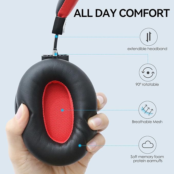 AUSDOM Active Noise Cancelling Headphones, Wireless Over Ear Bluetooth Headphones with Deep Bass, Memory Foam Ear Cups, 50H Playtime, Hi-Fi Stereo Audio, 3.5mm Wired Audio Jack, for Travel/Home/Office