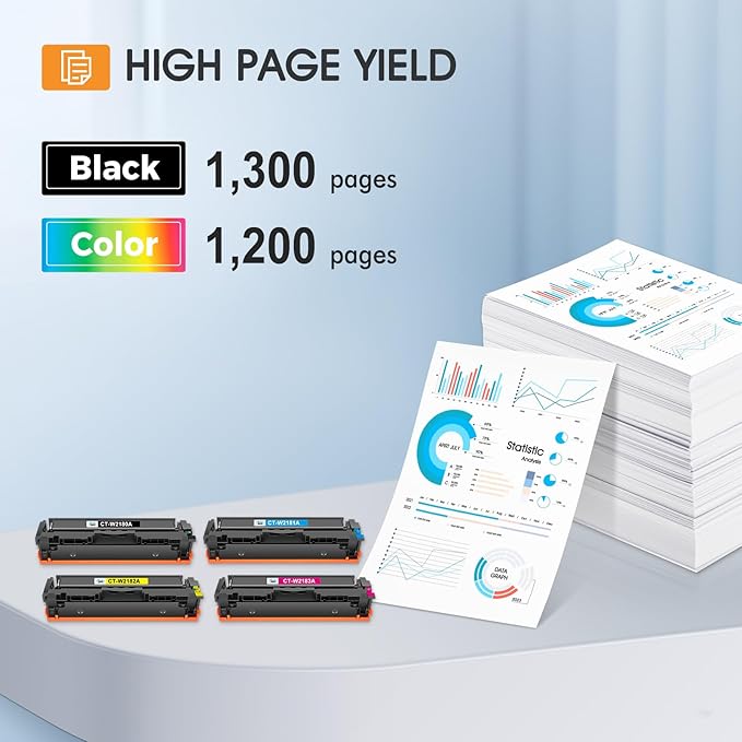 218A 218X Toner Cartridges 4 Pack 3301fdw with Chip Compatible Replacement for HP 218A 218X Color Laserjet Pro MFP 3301cdw 3201dw 3301sdw Printer High Yield Ink Set W2180A (Black Cyan Yellow Magenta)
