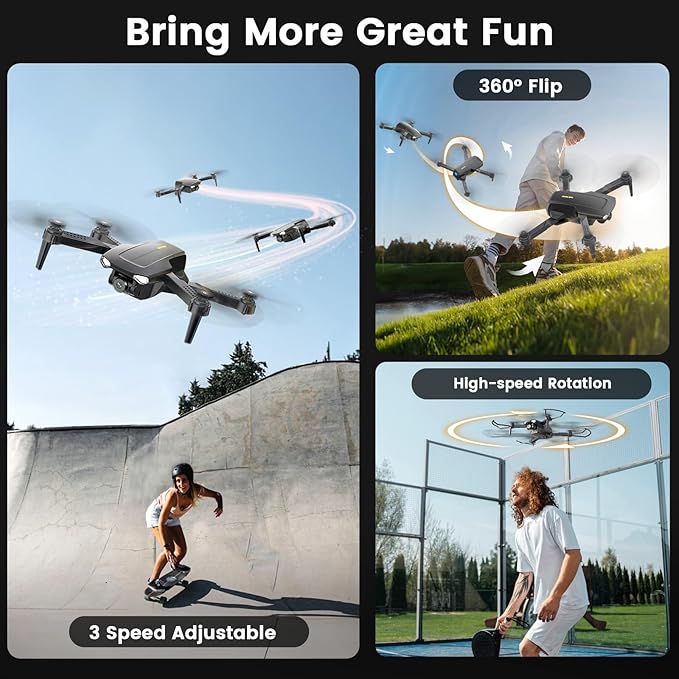 Drone with Camera for Kids Adults, WF11 1080P HD Mini Drones with FPV Transmission Foldable RC Quadcopters for Beginners, One-Key Start, Headless Mode, 360° Flip, 22 Mins Flight Time