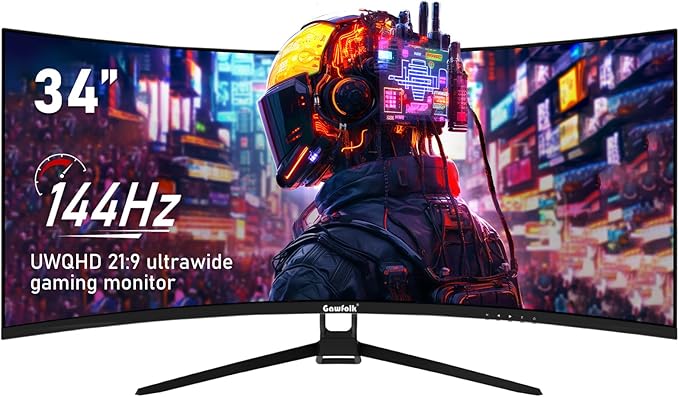 34 Inch Ultrawide Curved 144Hz Gaming Computer Monitor 1500R PC Screen 21:9 UWQHD (3440x1440),Adaptive Sync,178° Viewing Angle,Display Port 1.4、HDMI 2.0,Compatible with Wall mounting -Black
