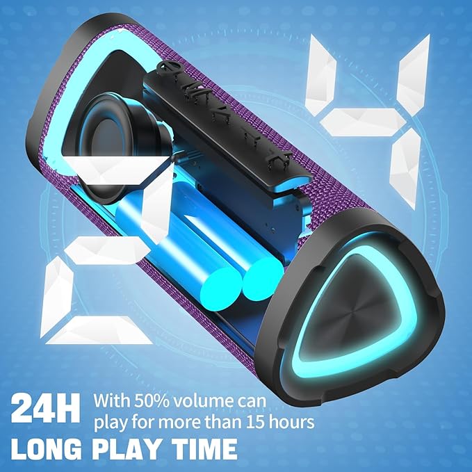 Vanzon Bluetooth Speakers V40 Portable Wireless Speaker V5.0 with 24W Loud Stereo Sound, TWS, 24H Playtime & IPX7 Waterproof, Suitable for Travel, Home&Outdoors,Hij-Purple
