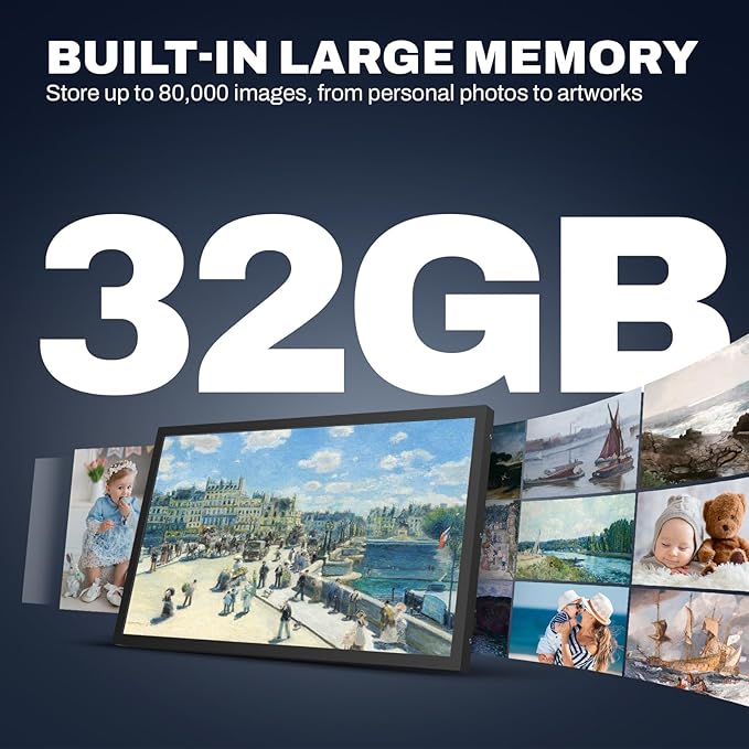 21.5 Inch Large Digital Picture Frame, 1920x1080 FHD IPS WiFi Electronic Photo Frame with Remote Control, 32GB Storage, Wall-Mountable, Instantly Share Photo/Video via Apps, Email, Black