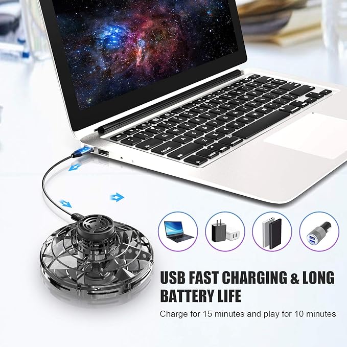 FLYNOVA Hand Operated Mini Drones,UFO Magic Flying Orb Ball Toys with Lights,Hover Boomerang Flying Spinner,Christmas Birthday Gifts for 6 7 8 9 10 11+ Boys Girls Teen,Kids Adults Indoor Outdoor Toys