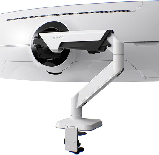 Heavy Duty Monitor Arm Desk Mount for 34-49 Inch Ultrawide Curved Monitors, Supports 14-38 lbs, Gas Spring Ergonomic Full Motion with Cable Management, Red Dot Design Awarded, White