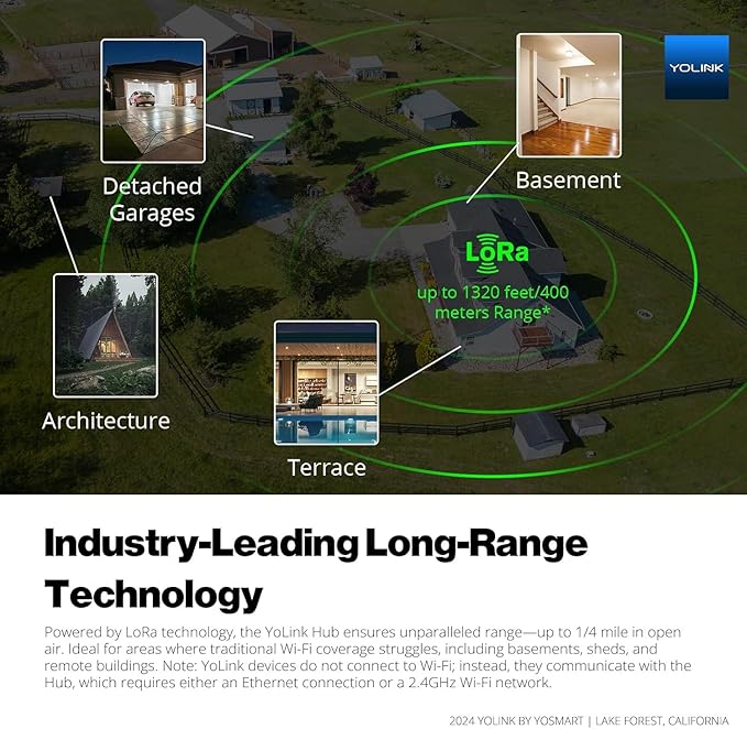 YoLink Water Leak Starter Kit: Hub + 2 Leak Sensor 1 (Silent), LoRa Long-Range, App/SMS/Email Alerts, D2D Offline Triggers, 2 AAA Up to 5-Year Battery, Works with Alexa/IFTTT/Home Assistant