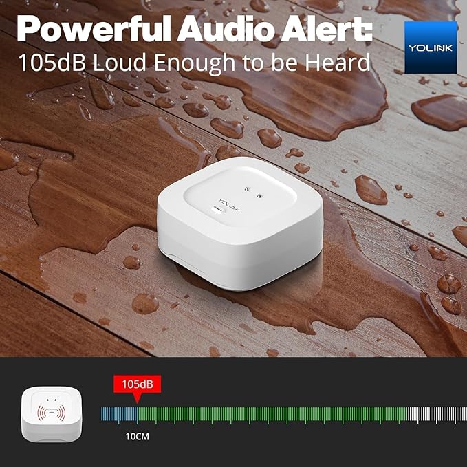 YoLink Water Leak Starter Kit: Hub + 2 Leak Sensor 4 (105 dB Siren), LoRa Long-Range, App/SMS/Email Alerts, D2D Offline, 2 AAA Up to 5-Year Battery, Works with Alexa/IFTTT/Home Assistant