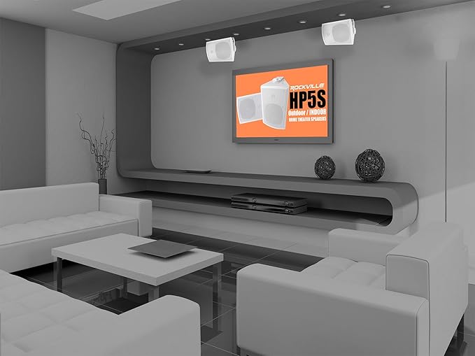 Rockville Pair HP5S-8 420W 5.25" Outdoor/Indoor Home Theater Speakers, 8 Ohm, IPX44 Water-Resistant, Swivel Brackets, High-Fidelity Sound, for Patio and Home Audio