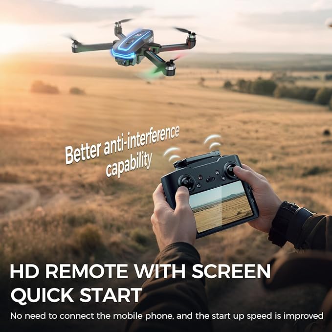 GPS Drones with 4K Camera for Adults with HD Screen on Controller and Follow Me Mode,Long Flight Time and Distance,Transmission and GPS Auto Return,G10 RC Quadcopter Easy fly for Beginner and Kids,Under 249g