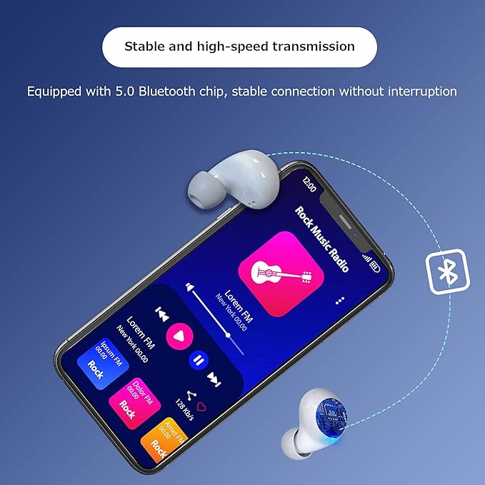 Kids Earbuds, Wireless Bluetooth Girls Boys Headphones with Microphones, 85dB Healthy Volume Control Protect Hearing, Lightweight, Waterproof, 30Hrs Playtime,Earphones for iPad Tablet Computers.