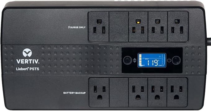 Vertiv Liebert PST5 UPS - 660VA/400W 120V Standby Power, 8 Outlets, Battery Backup with Surge Protection, LCD Screen, Energy Star Certified, 3 Year Warranty, Free Shutdown Software (PST5-660MT120)