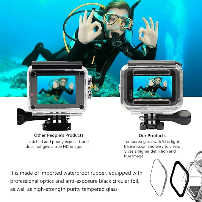 Suptig Waterproof Case Protective Housing Underwater Dive Housing for GoPro Hero 12/Hero 11/Hero 10/Hero 9 Black Waterproof 164F