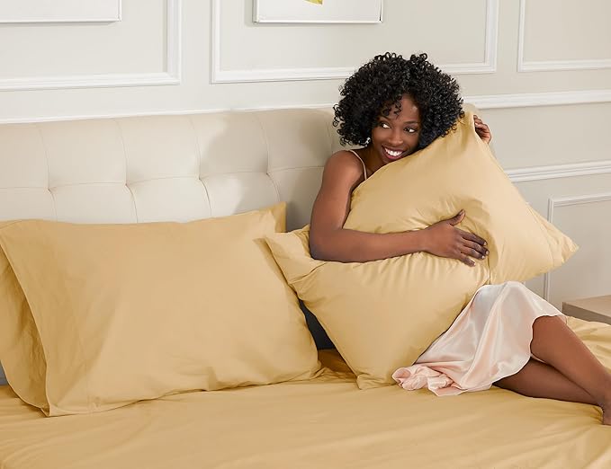 Sunflower Queen Pillowcases Set of 2, 100% Cotton Queen Size Pillow Cases 2, 20×30 inches Butterum, Soft and Breathable