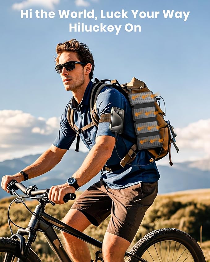 Hiluckey Solar Charger Power Bank 25000mAh USB C Fast Charging Portable Phone Charger with 4 Solar Panels & 3 USB Outputs for iPhone Tablet