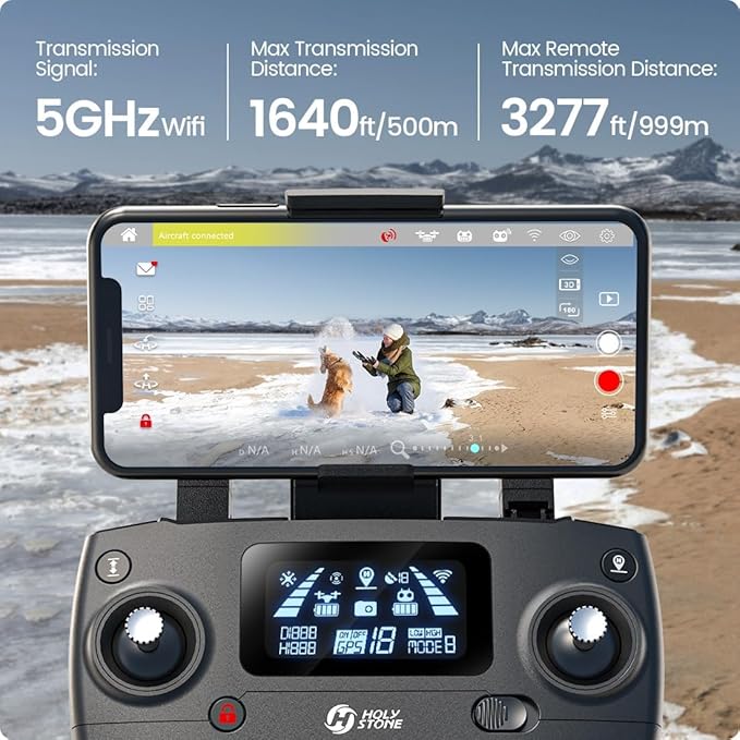 Holy Stone HS700E 4K UHD Drone with EIS Anti Shake 130 FOV Camera for Adults, GPS Quadcopter with 5GHz FPV Transmission, Brushless Motor, Easy Auto Return Home, Follow Me and Outdoor Carrying Case