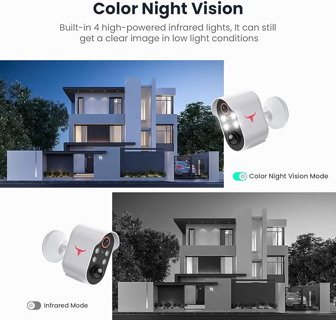 1080p Wireless Security Camera with AI Human Detection, Night Vision, 2-Way Talk, Cloud Storage, Rechargeable Battery Included, Battery Camera for Home Security, 2.4G WiFi