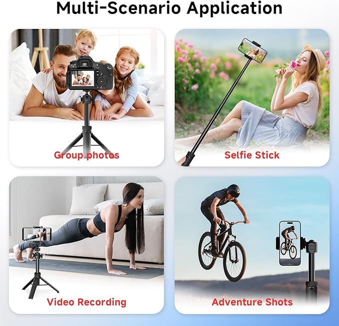 Extendable Mini Camera Tripod with 360° Ball Head, 4 Levels Adjustment Cold Shoe Metal Table Tripod, Lightweight Portable Travel Selfie Stick with 1/4 Inch Screw for DSLR Action Camera