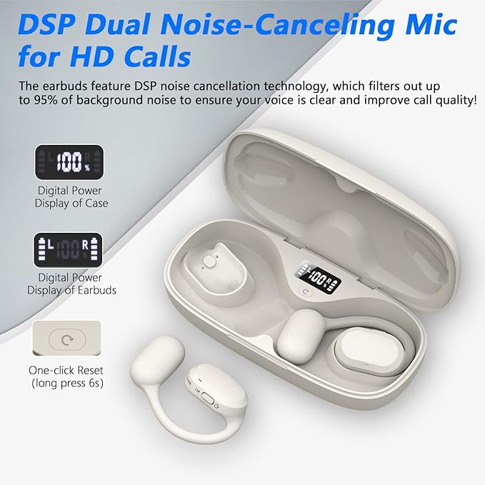 BANIGIPA Open Ear Headphones, True Wireless Earbuds, Bluetooth 5.4 Headphones w/Dual Mic for Calling, Comfort Sports Over Ear Earbuds w/Earhooks for Running Traveling, IP67 Waterproof, 40H Playtime