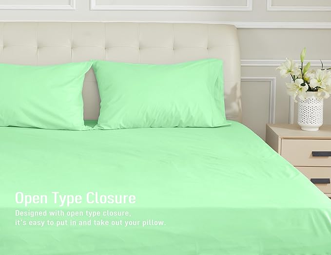 Sunflower King Pillowcases Set of 2, 100% Cotton King Size Pillow Cases 2, 20×40 inches Green Ash, Soft and Breathable