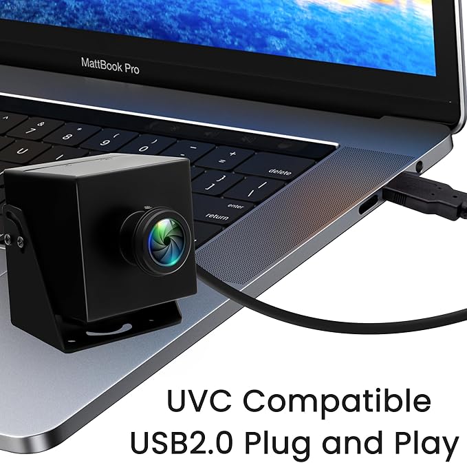 48MP USB Camera 8K Webcam 6000P Ultra HD Cam with 200Degree Wide Angle Fisheye Lens PC Computer Lightburn for Laser Engraver Plug and Play for Document Scanning Face Recognition