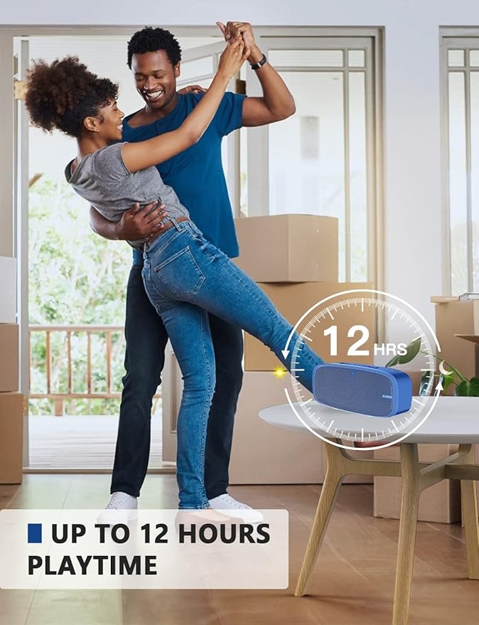LENRUE Bluetooth Speaker, Wireless Portable Speaker with Loud Stereo Sound, Rich Bass, 12-Hour Playtime, Built-in Mic. Perfect for iPhone, Samsung and More (Blue)