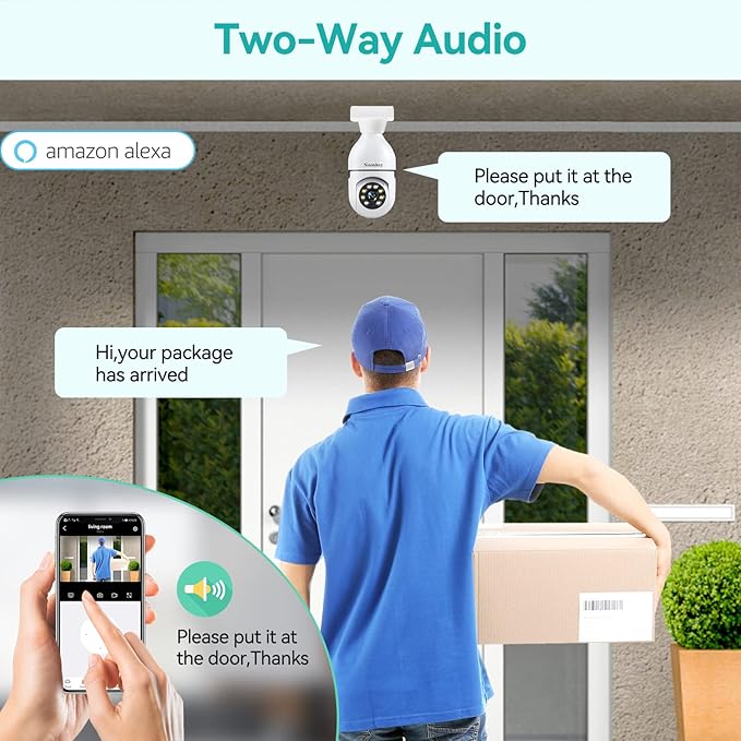 2K/3MP Light Bulb Security Camera, 5G& 2.4GHz WiFi Alexa E27 360° Light Socket Camera for Outdoor, Wireless WiFi Home IP Camera with Motion Tracking Alarm, Color Night Vision,Two-Way Talk