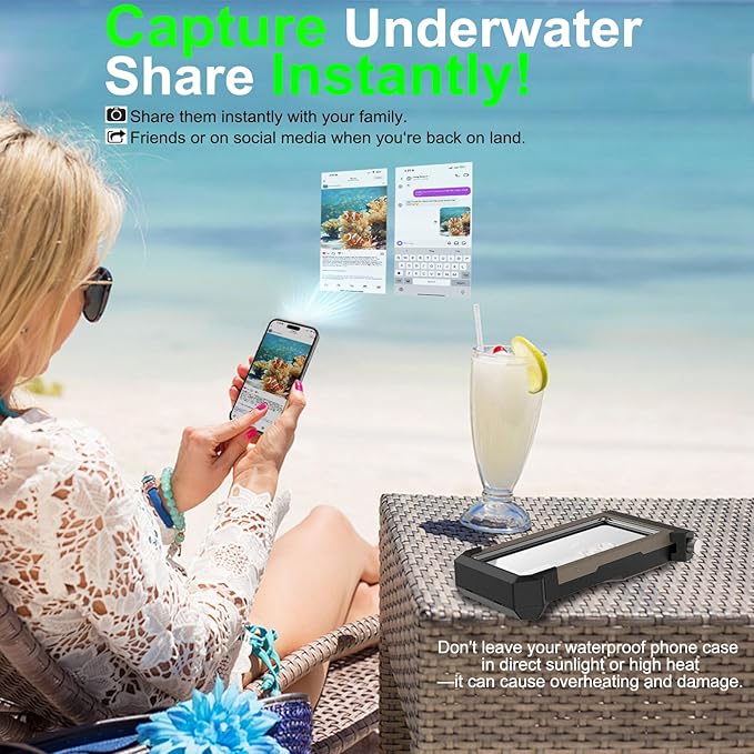 2025 Underwater Diving Snorkeling Phone Case for iPhone 17/16/15/14/13/12/11 Pro Max/XS/X Samsung Galaxy S25/S24/S23 [100FT/30M] Professional Scuba Dive Waterproof Case Underwater Photo Video Cover