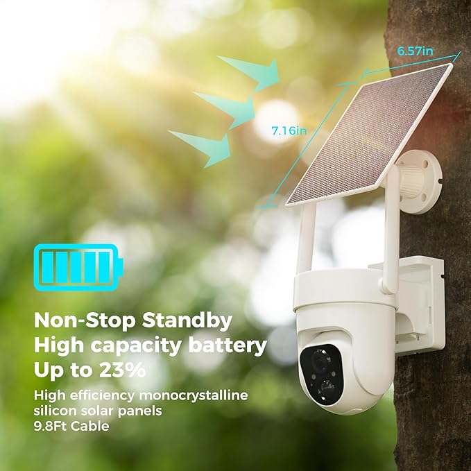 Vicohome 2CQ4 2K AI Solar Security Camera Wireless Outdoor and Indoor Camera, Battery Powered Cam, Color Night Vision,Two Way Audio,PIR Motion Detection, 360° View Pan/Tilt,Easy to Setup