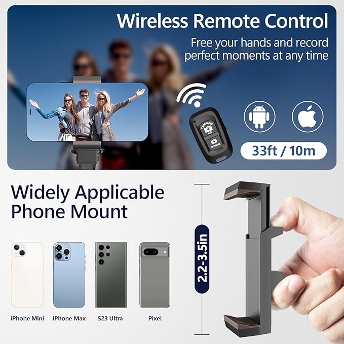 EMART 63" Phone Tripod for iPhone & Selfie Stick, Adjustable Cellphone Tripod Stand with Remote and Phone Holder, Compatible with Camera Ring Light Filming for Video Recording Live Streaming