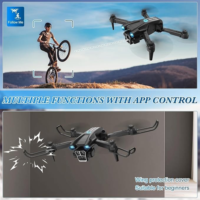 Drone with Camera 1080P HD, Mini Drone for Beginners Kids Adults, RC Quadcopter with 2 Batteries, Carrying Case, Stable Hover, Trajectory Flight, Gravity Control, Toys Gifts for Teen Boys Girls